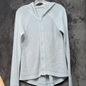 Athleta Sky Blue Zippered Knit Hoodie medium